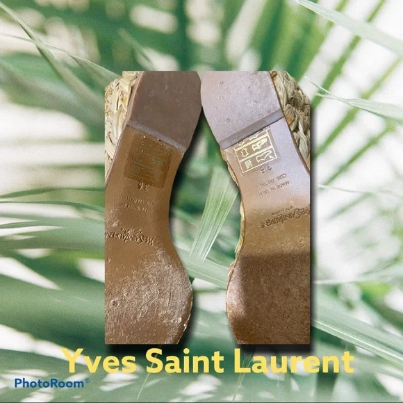 Saint Laurent Loulou Gold Wedge Sandals - Picture 10 of 12